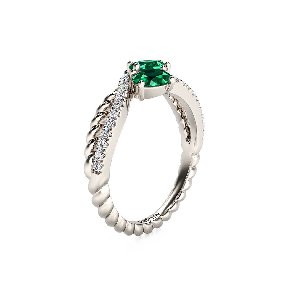 Oval Emerald Three Stone Twisted Infinity Engagement Ring_3