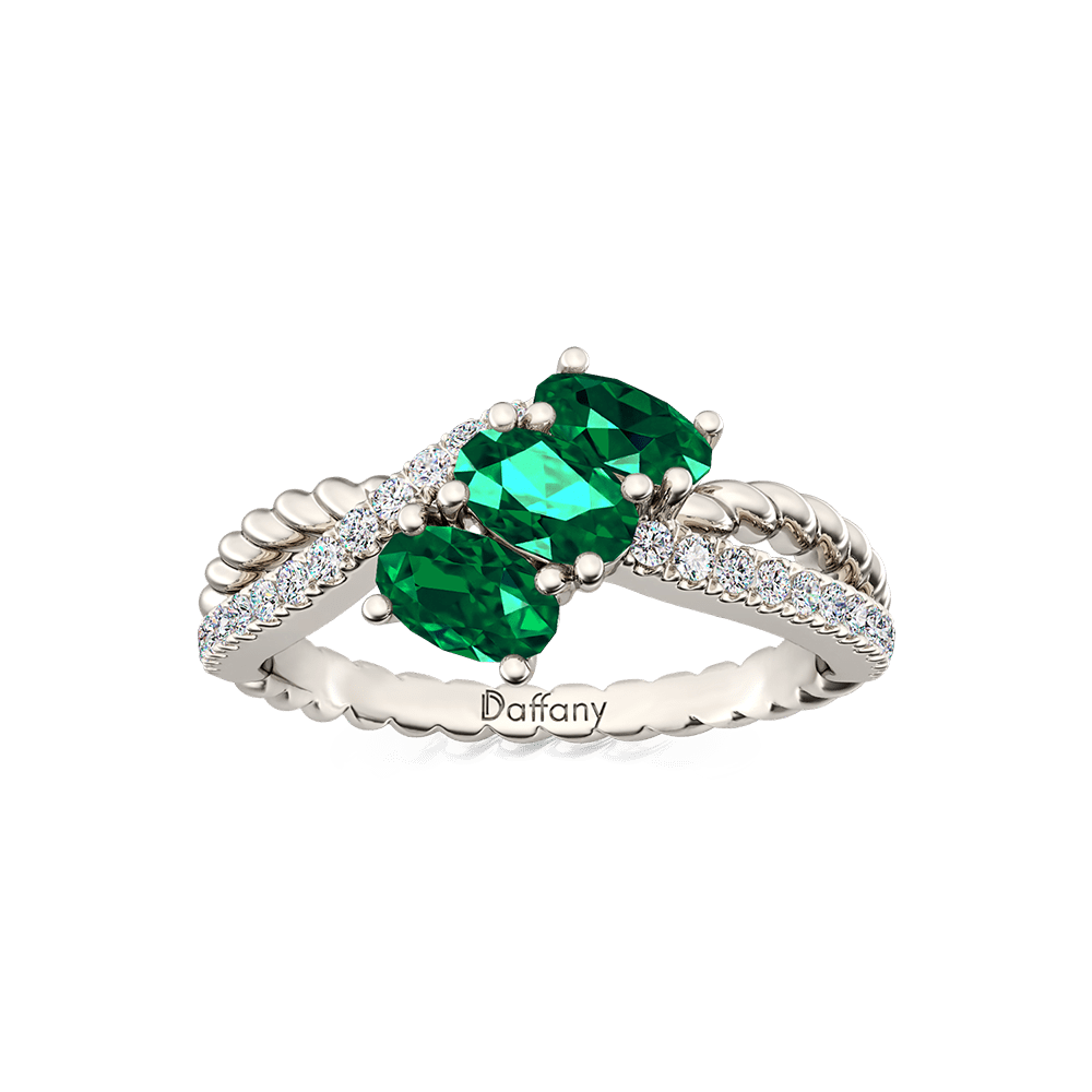 Oval Emerald Three Stone Twisted Infinity Engagement Ring_1