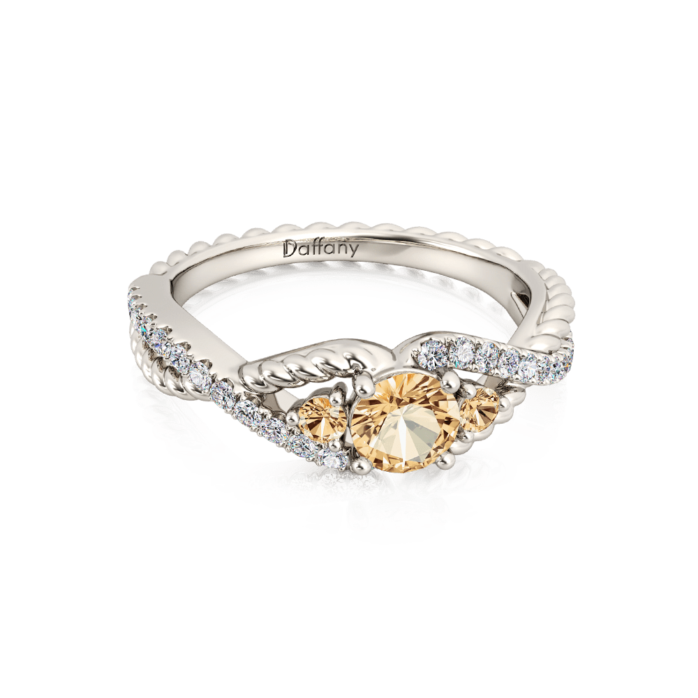 Gnoce Champagne Three Stone Twisted Infinity Engagement Ring_2