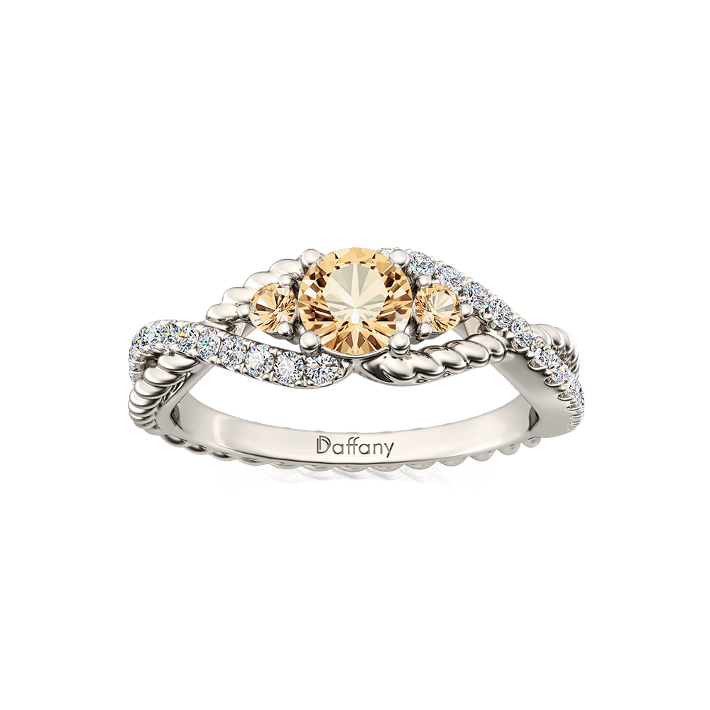 Gnoce Champagne Three Stone Twisted Infinity Engagement Ring_1