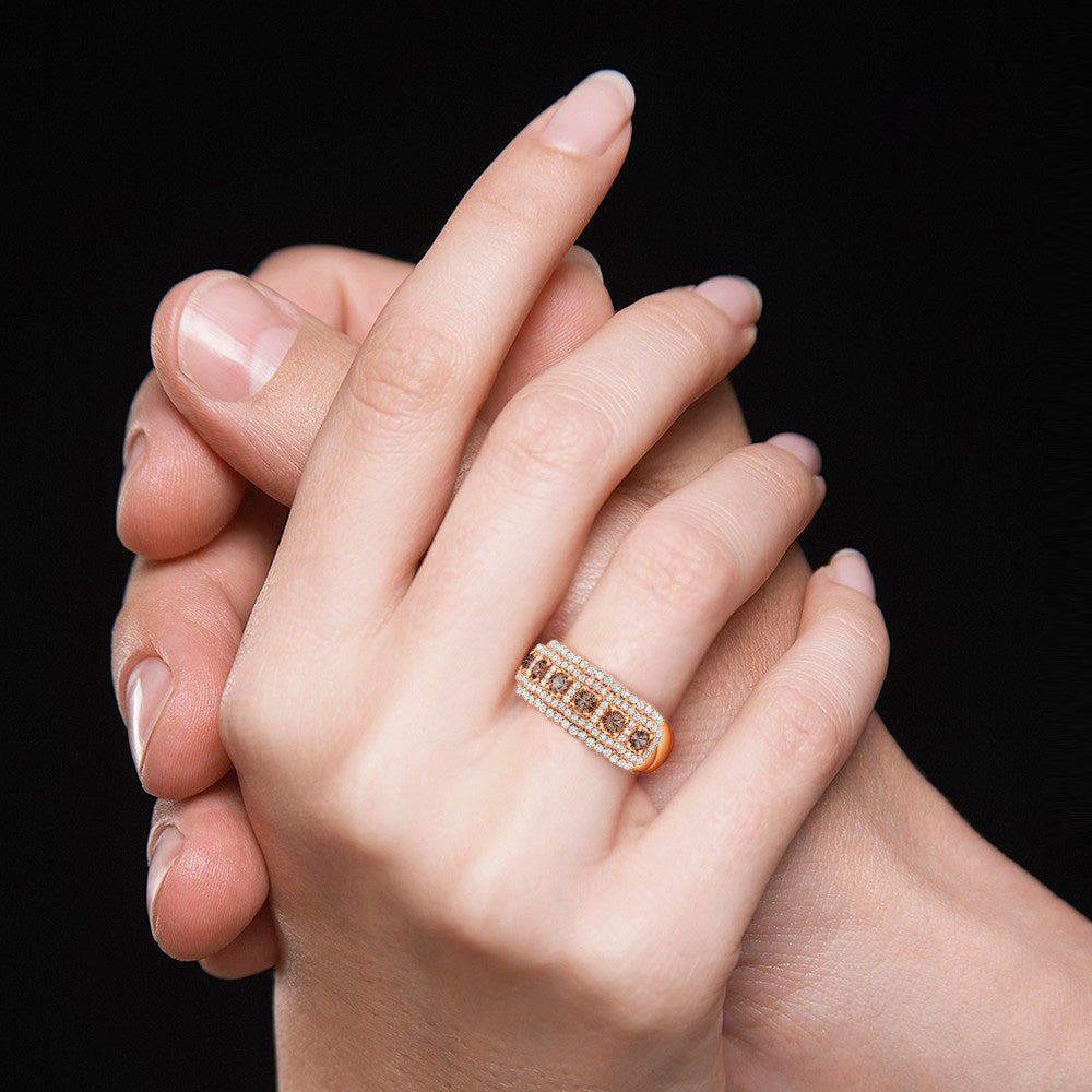 Round Brown Paving Band Ring_6