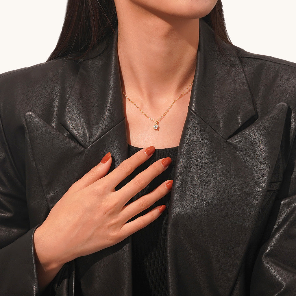 Gnoce Solitaire Diamond Pendant Necklace_5