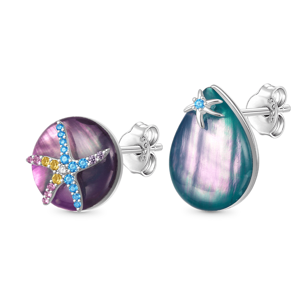 Gnoce Ocean Aurora Mother of Pearl Stud Earrings_2