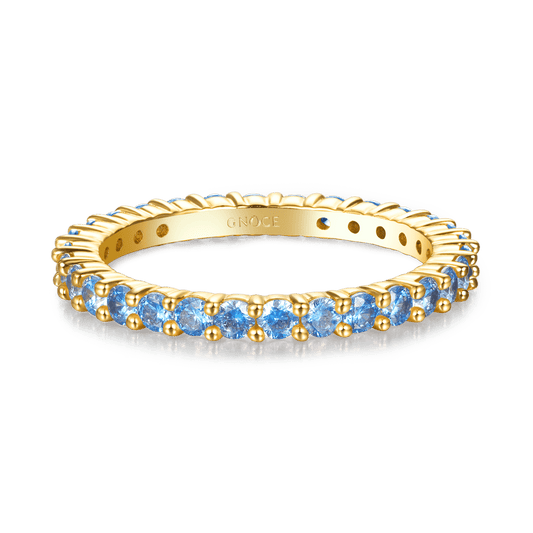 Gnoce Aquamarine Round-cut Statement Eternity Band Ring_1
