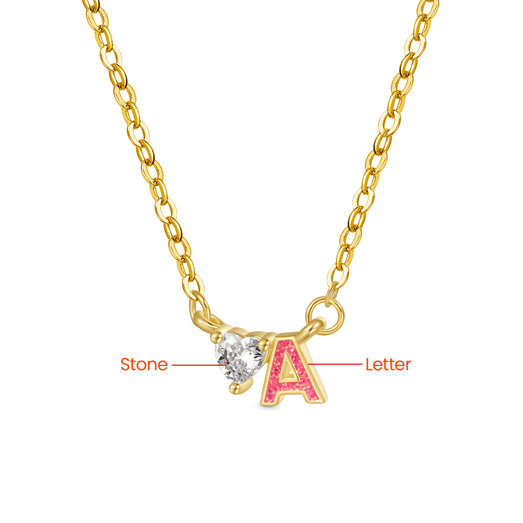 Gnoce Personalized Initial A Birthstone Gold Necklace_3