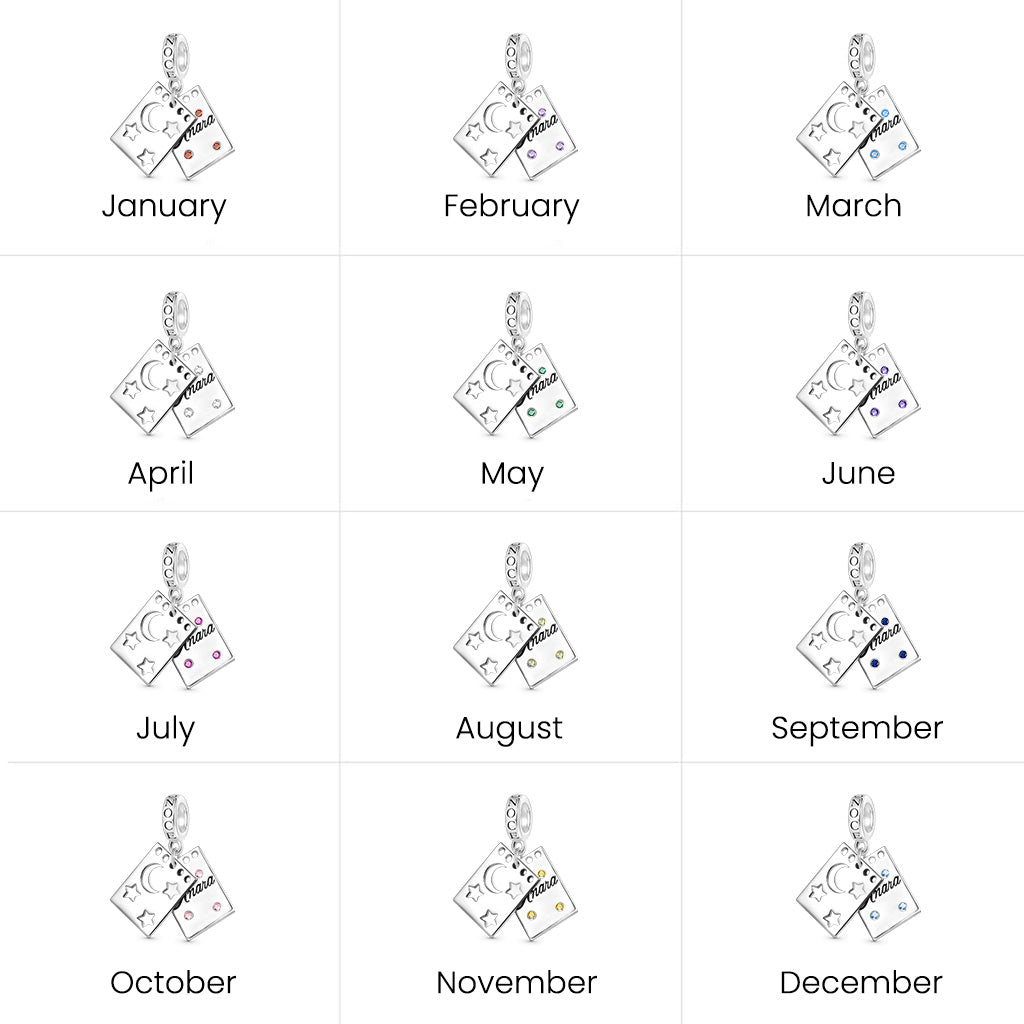 Gnoce Engravable Moonlight Stars Spiral Notebook Pendant Dangle Charm_4