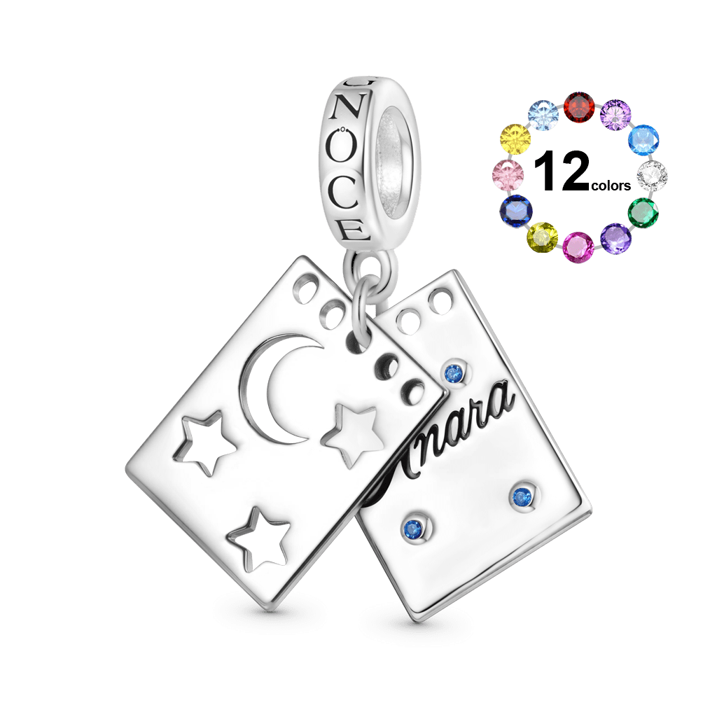 Gnoce Engravable Moonlight Stars Spiral Notebook Pendant Dangle Charm_1