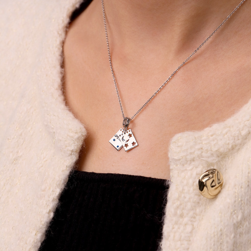 Gnoce Engravable Moonlight Stars Spiral Notebook Pendant Dangle Charm_7