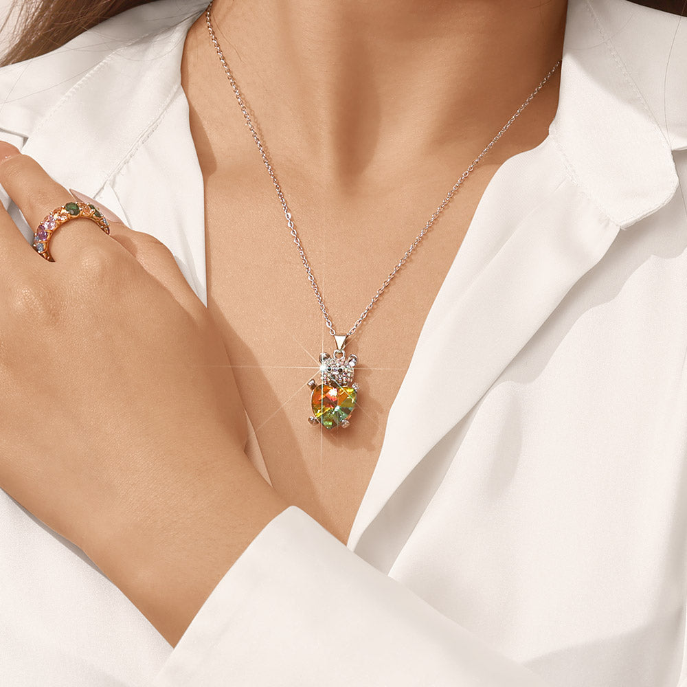Gnoce Bear Embrace Heart Pendant Necklace_5