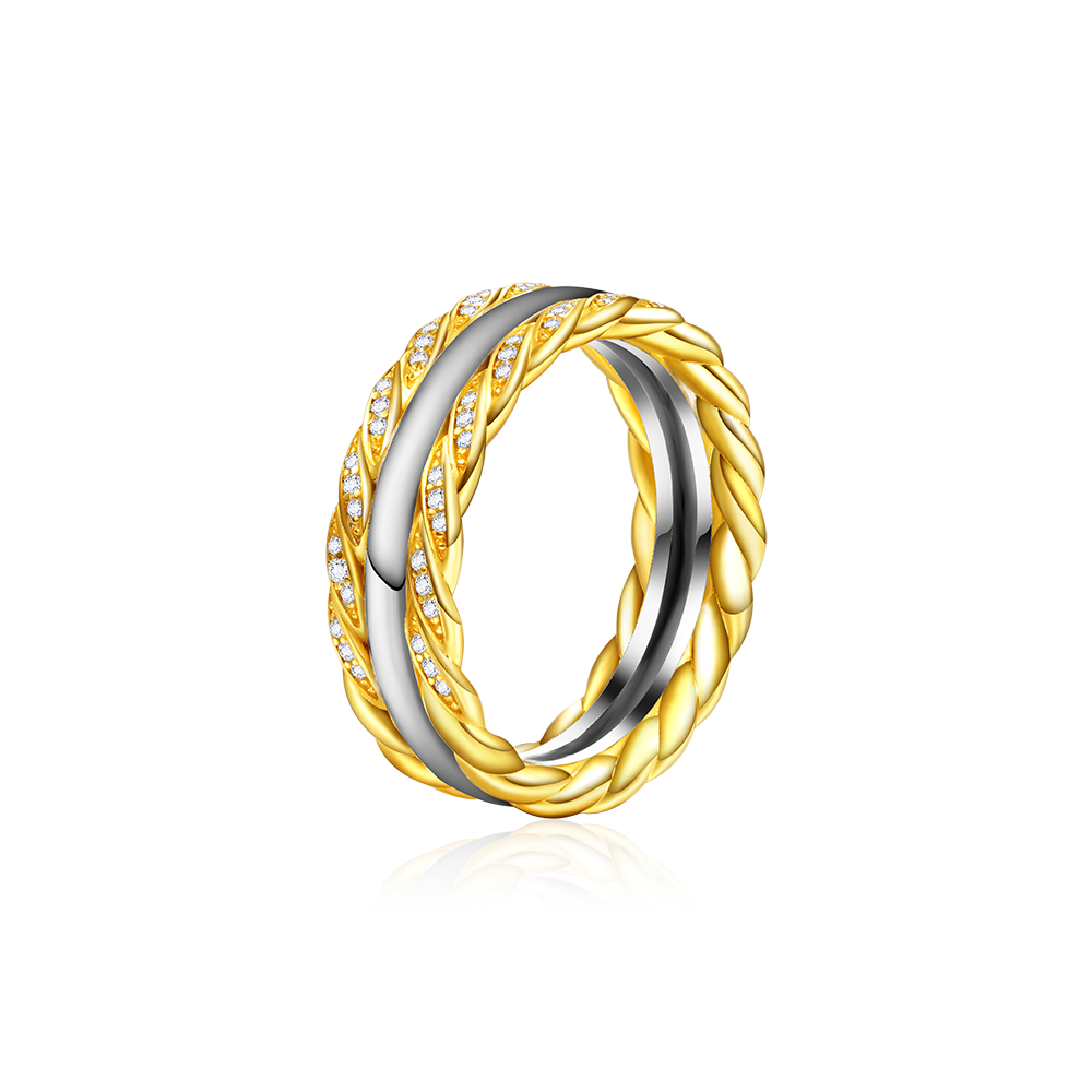 Gnoce Two-tone Twisted Rope Wedding Band Ring_2