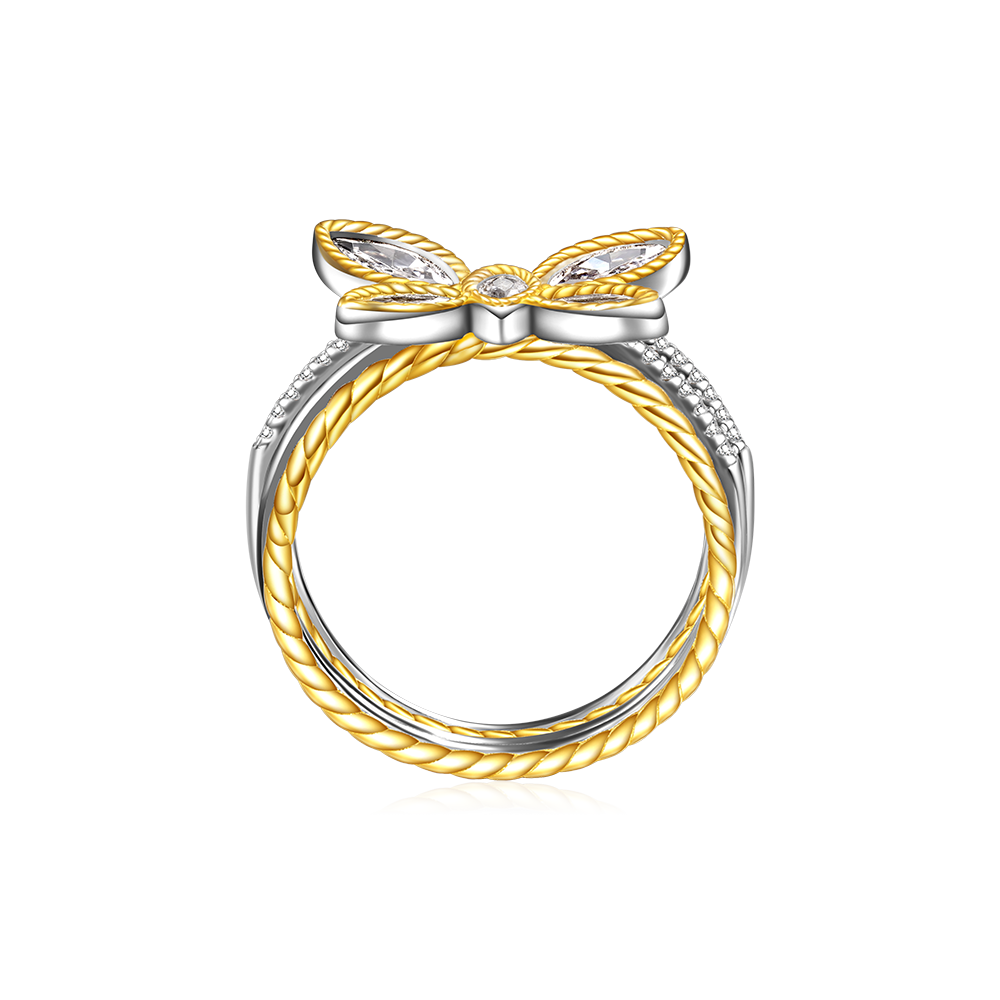 Gnoce Marquise Butterfly Two-tone Fashion Ring_3