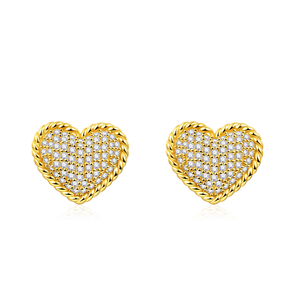 Gnoce Paved Heart Twisted Rope Stud Earrings_1