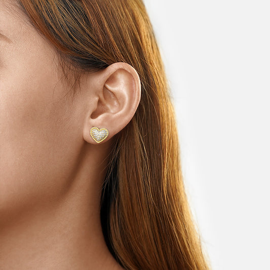 Gnoce Paved Heart Twisted Rope Stud Earrings_5