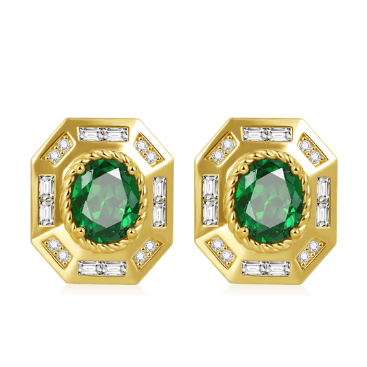 Gnoce Emerald Oval Vintage Statement Earrings_1