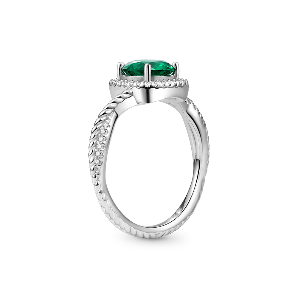 Gnoce Round Cut Green Halo Split Shank Engagement Ring_3