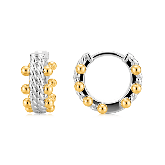 Gnoce Double Twisted Rope Huggie Earrings with Balls_1