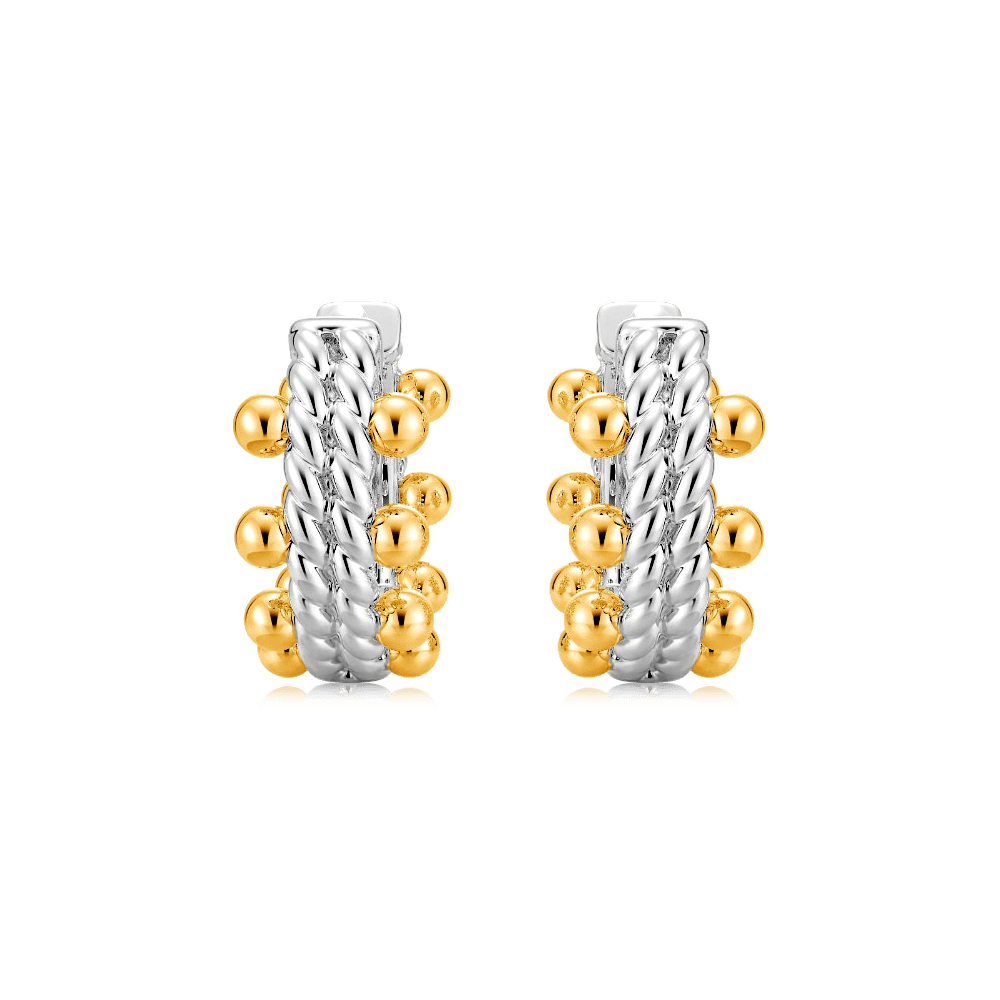 Gnoce Double Twisted Rope Huggie Earrings with Balls_2