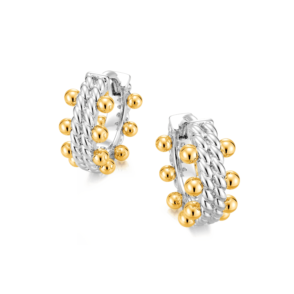 Gnoce Double Twisted Rope Huggie Earrings with Balls_3