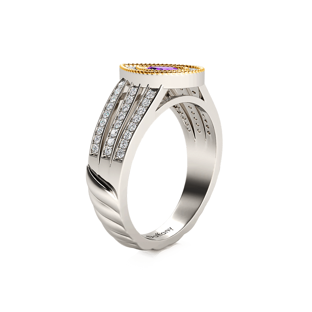 Gnoce Amethyst Double Pear Halo Split Shank Ring_3