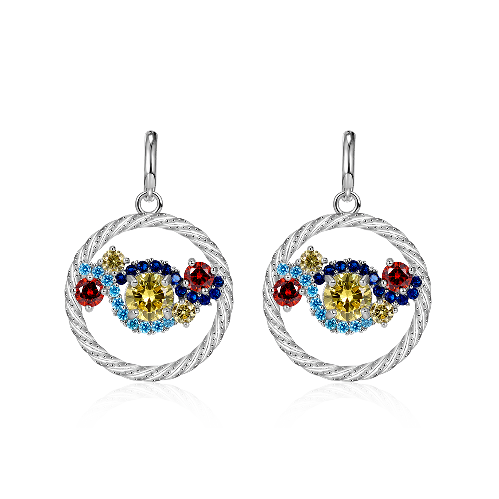 Gnoce Starry Night Inspired Twisted Rope pendant Drop Huggie Statement Earrings_1