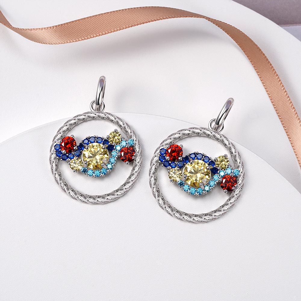 Gnoce Starry Night Inspired Twisted Rope pendant Drop Huggie Statement Earrings_2