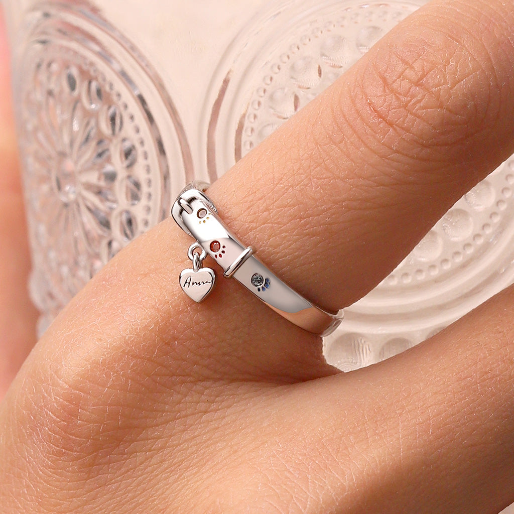 Gnoce Collar Paw Print Engravable Band Ring_6
