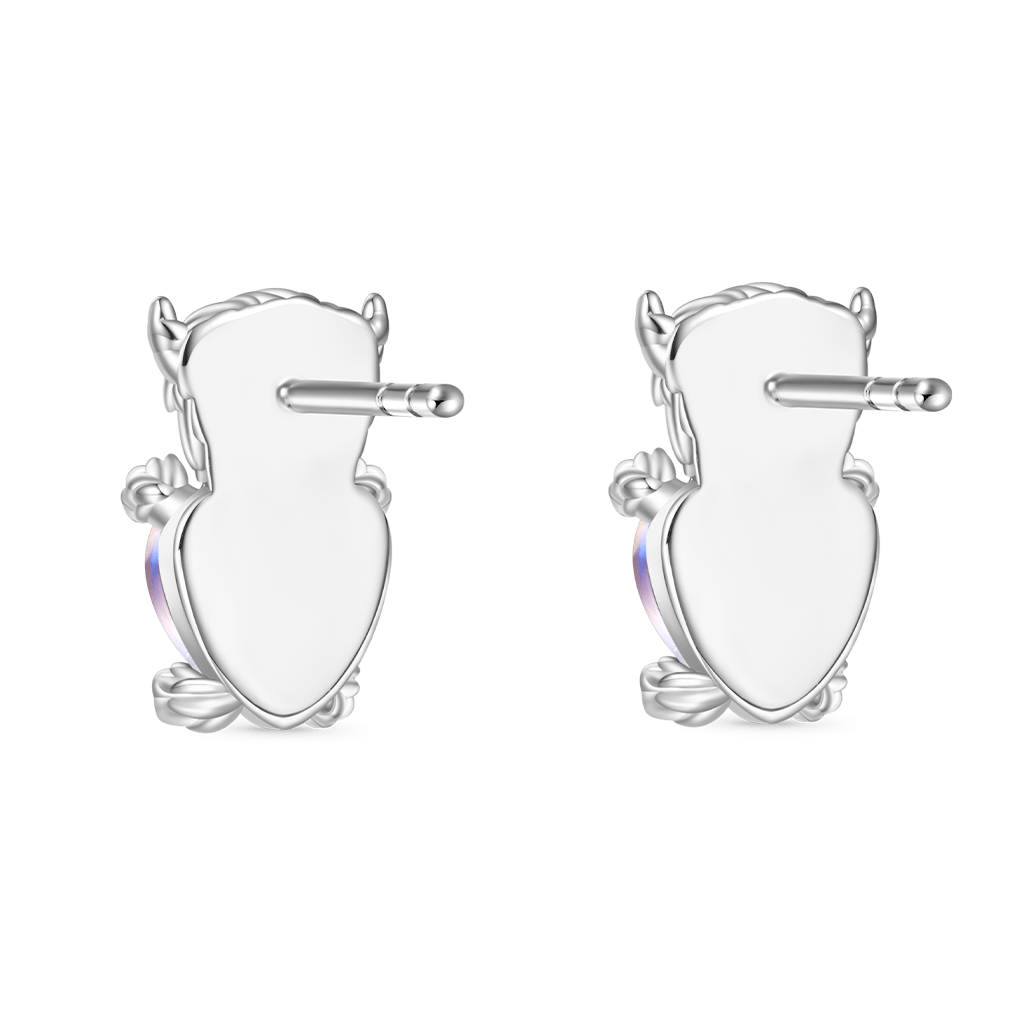 Gnoce Highland Cow Embraces Heart Moonstone Stud Earrings_2