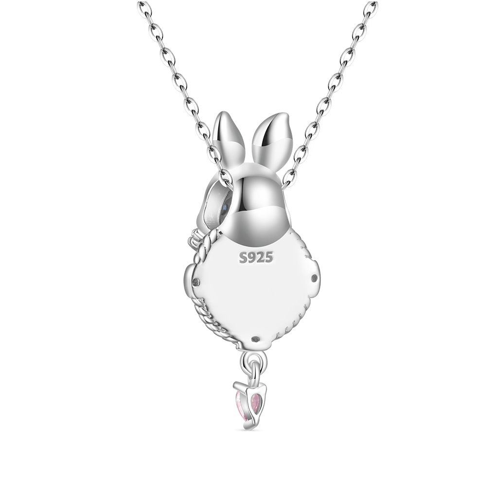 Gnoce Moonstone Easter Rabbit Pink Zircon Necklace_3