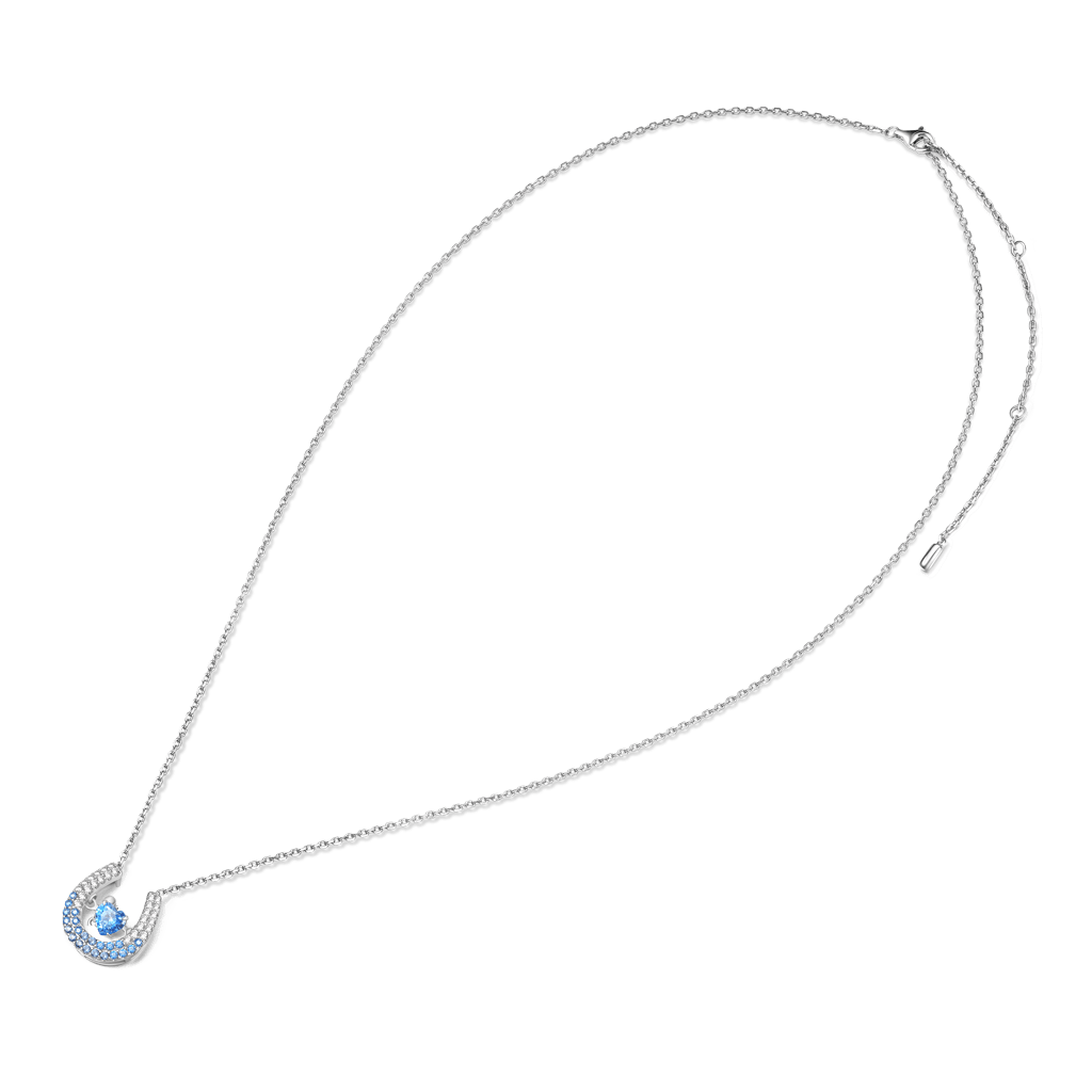 Gnoce Sparkling Pavé Horseshoe Dancing Pendant Necklace_4