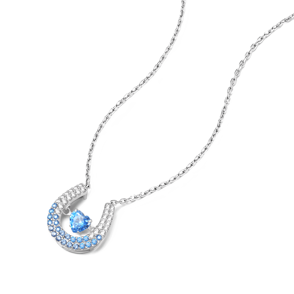 Gnoce Sparkling Pavé Horseshoe Dancing Pendant Necklace_3