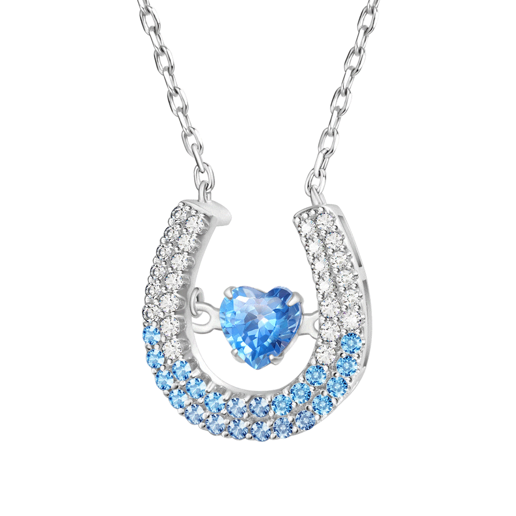 Gnoce Sparkling Pavé Horseshoe Dancing Pendant Necklace_1