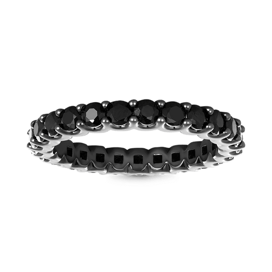 Gnoce Black Onyx Round-cut Statement Eternity Band Ring_1