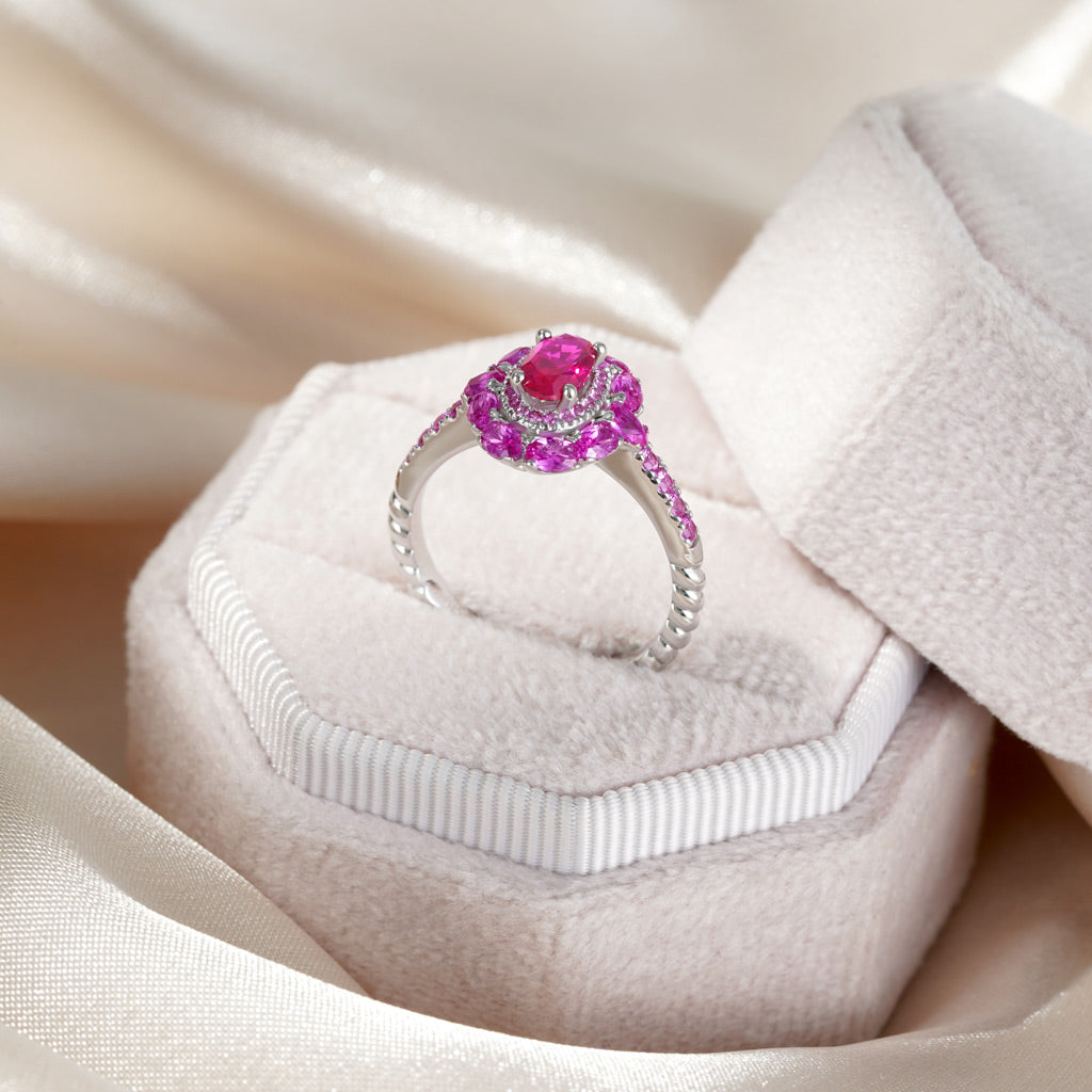 Gnoce Oval Fuchsia Double Halo Engagement Ring_5