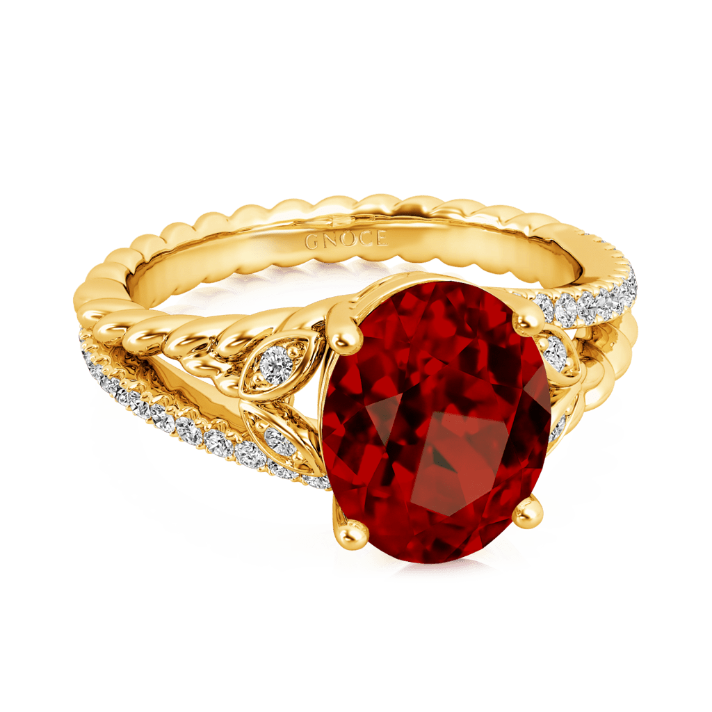 Gnoce Garnet Oval-cut Vintage Split Shank Engagement Ring Birthstone Ring_3