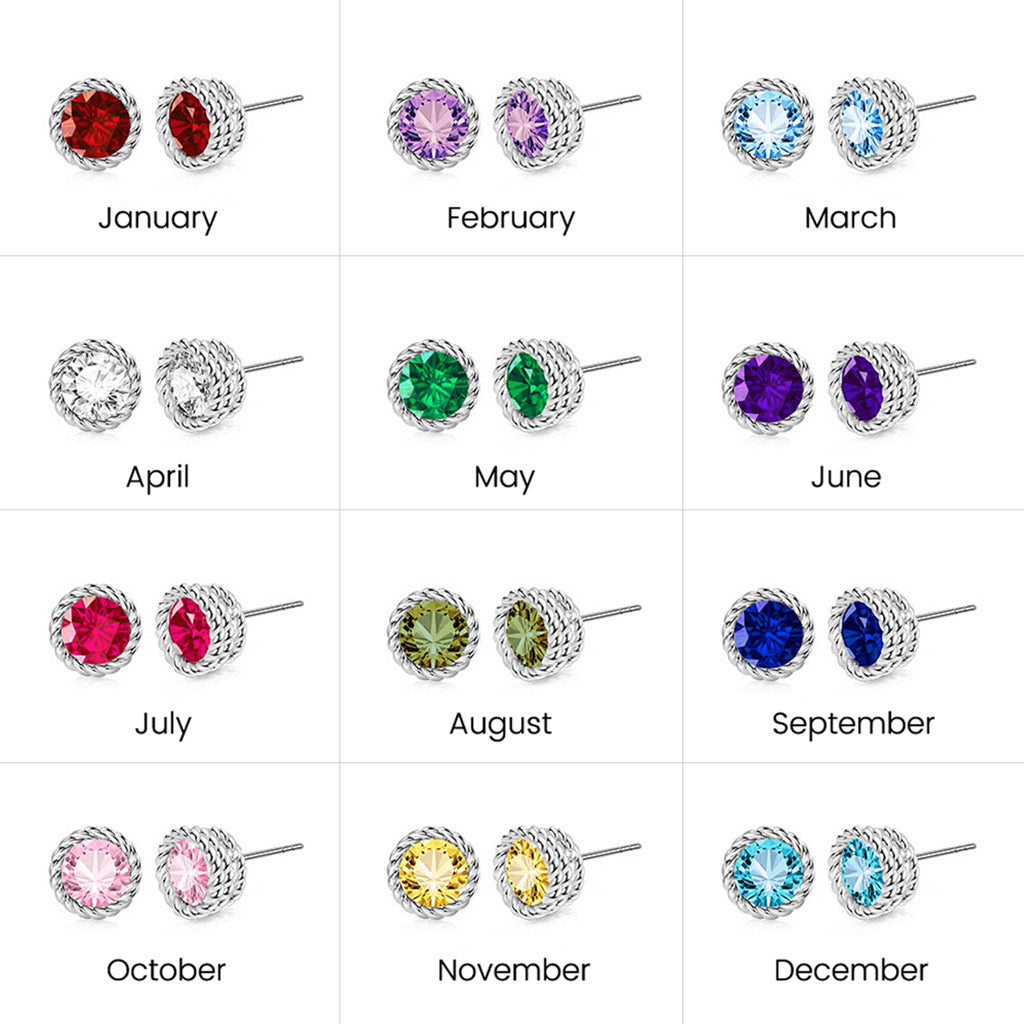 Gnoce Gemstone Twisted Rope Birthstone Studs Earrings_4