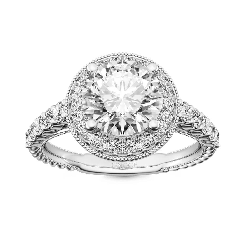 Gnoce Vintage Round Cut Halo Milgrain Engagement Ring_1
