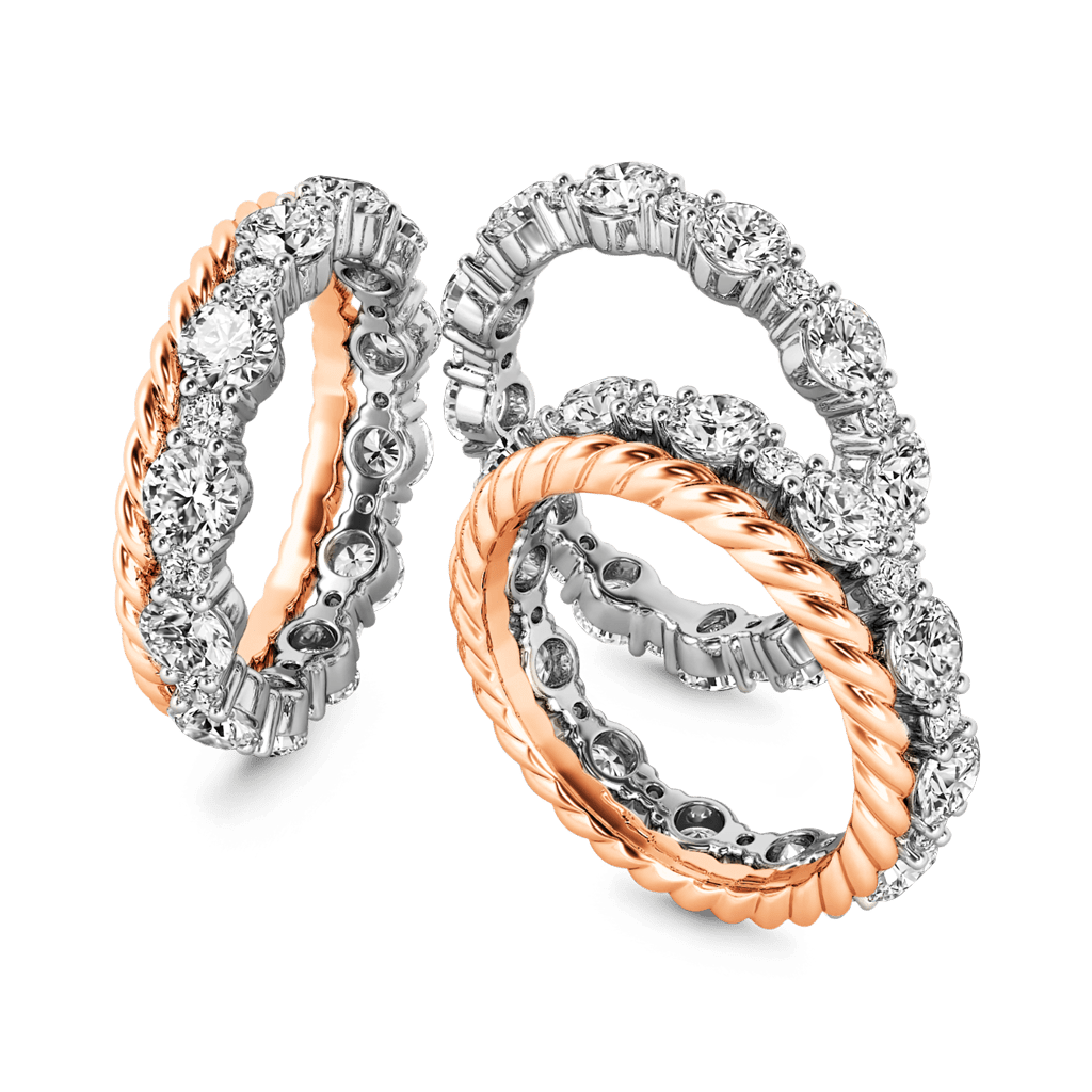 Gnoce Stackable Two-tone Paved Trio Ring Set_4