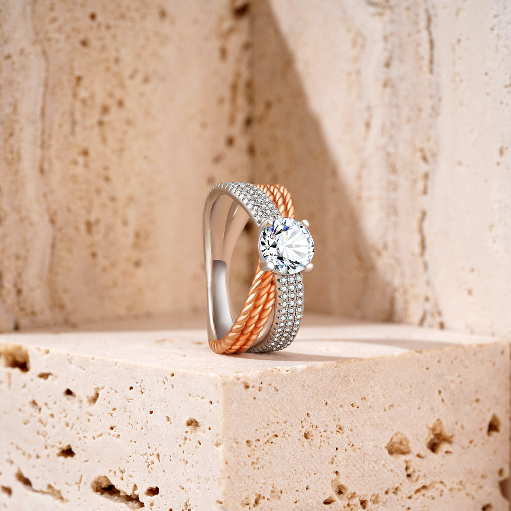 Gnoce Round Cut Twisted Band Engagement Ring_5