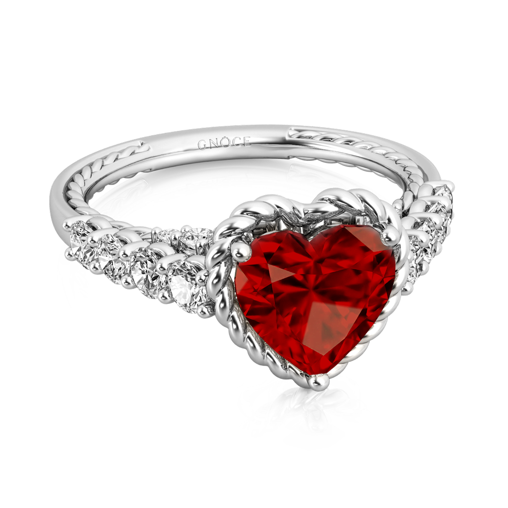 Gnoce Heart Vintage Cathedral Birthstone Engagement Ring_4