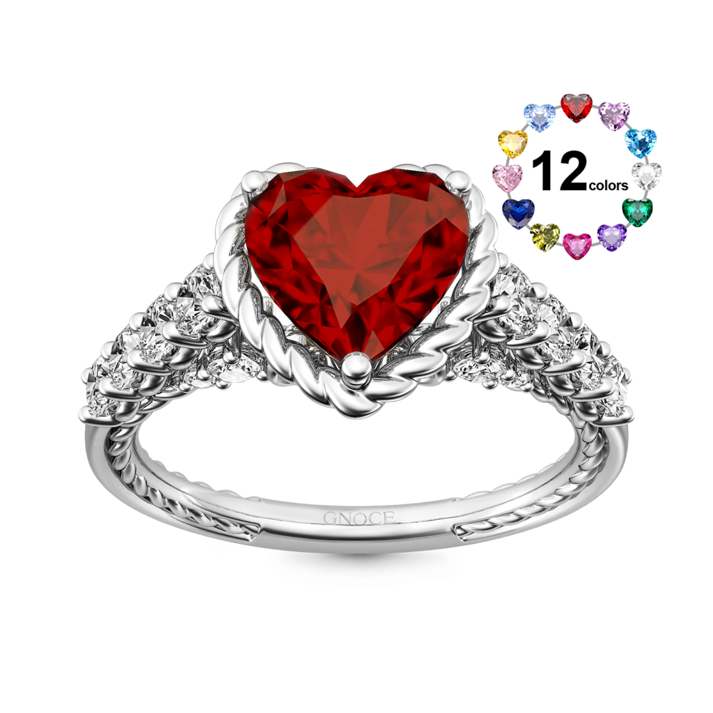 Gnoce Heart Vintage Cathedral Birthstone Engagement Ring_1