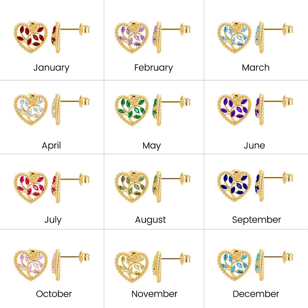 Gnoce Olive Leaf Twisted Rope Heart Stud Earrings Inlaid with Marquise Gemstones_4