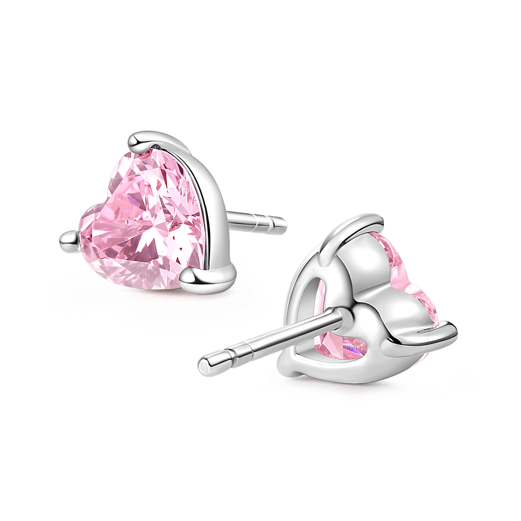 Gnoce Sparkling Heart Cut Birthstone Stud Earrings_2
