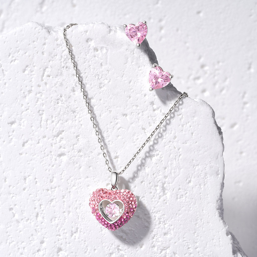 Gnoce Sparkling Heart Cut Birthstone Stud Earrings_5