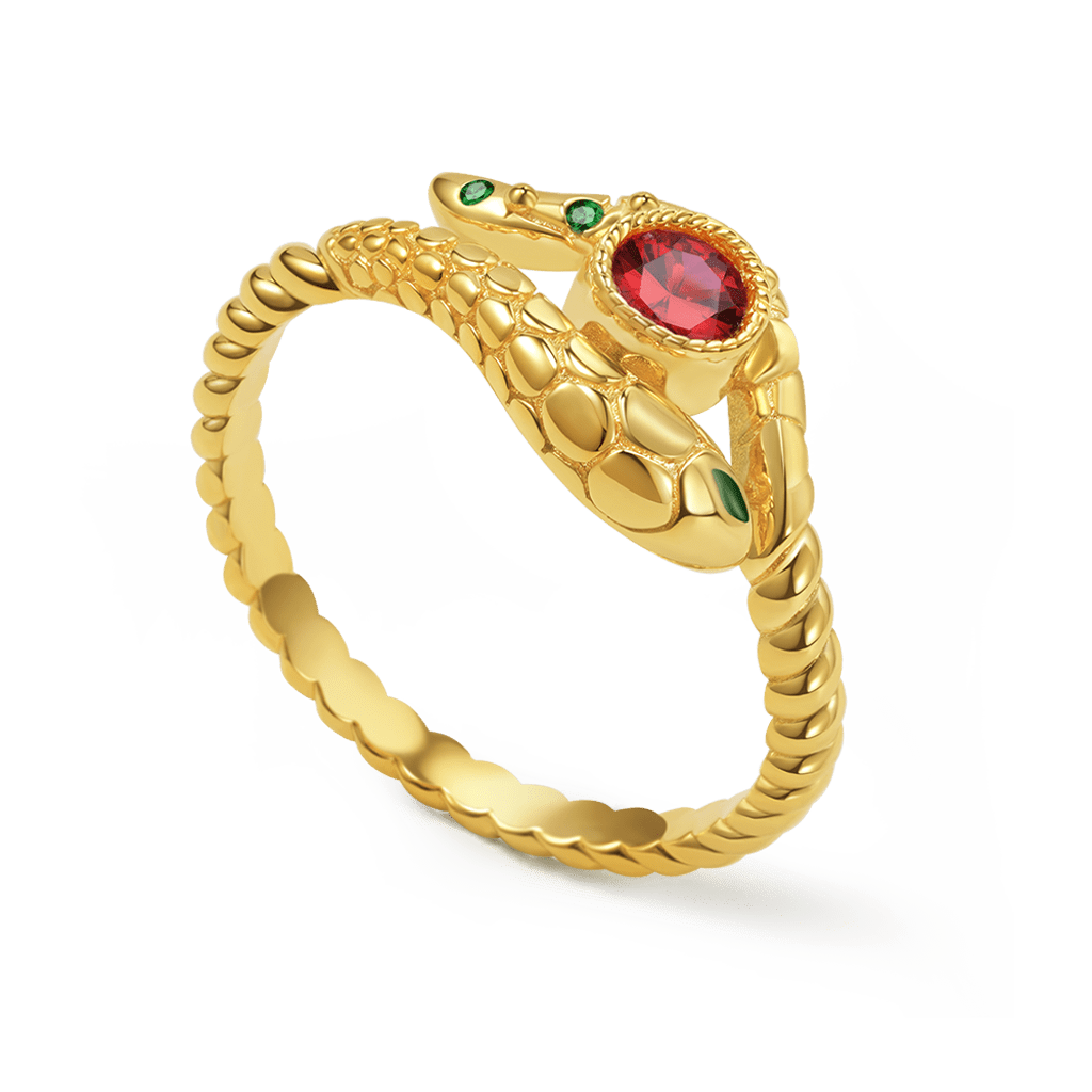 Gnoce Snake Wraps Gem Twisted Rope Fashion Ring_2