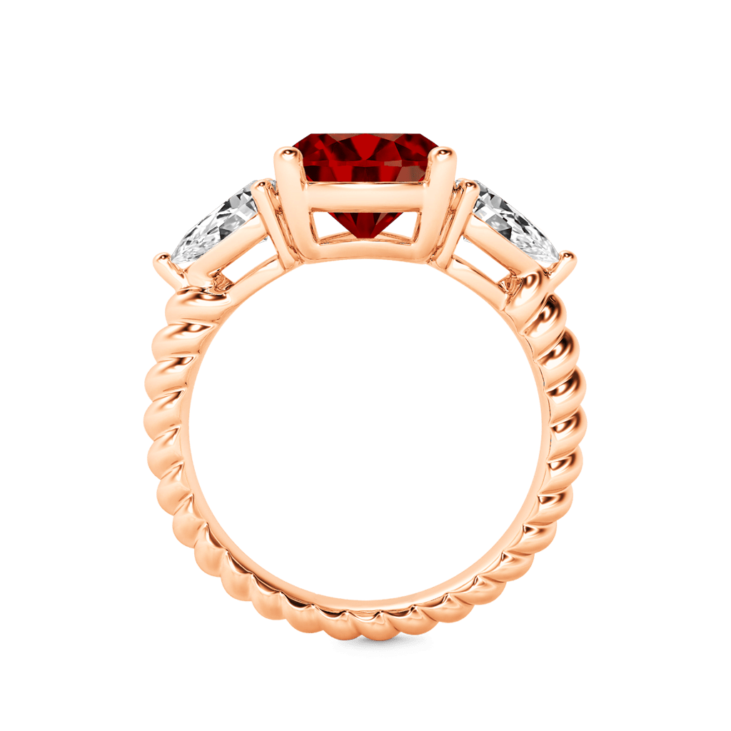 Gnoce Garnet Pear-cut Three Stone Statement Engagement Birthstone Ring_3