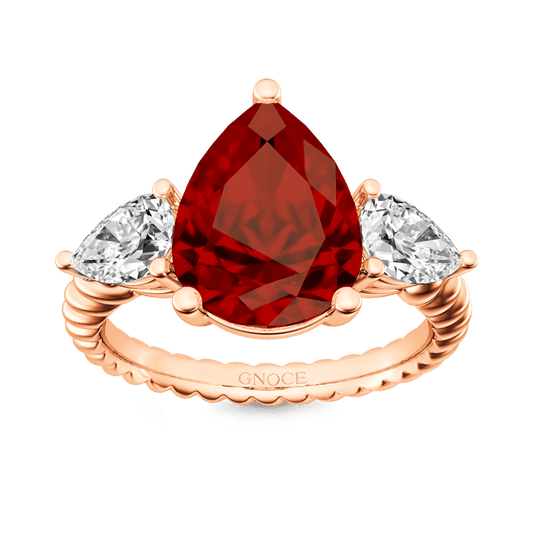 Gnoce Garnet Pear-cut Three Stone Statement Engagement Birthstone Ring_1