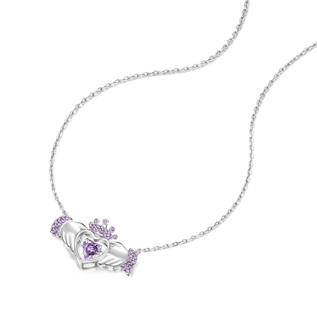 Gnoce Hands Heart Crown Pendant Necklace_4