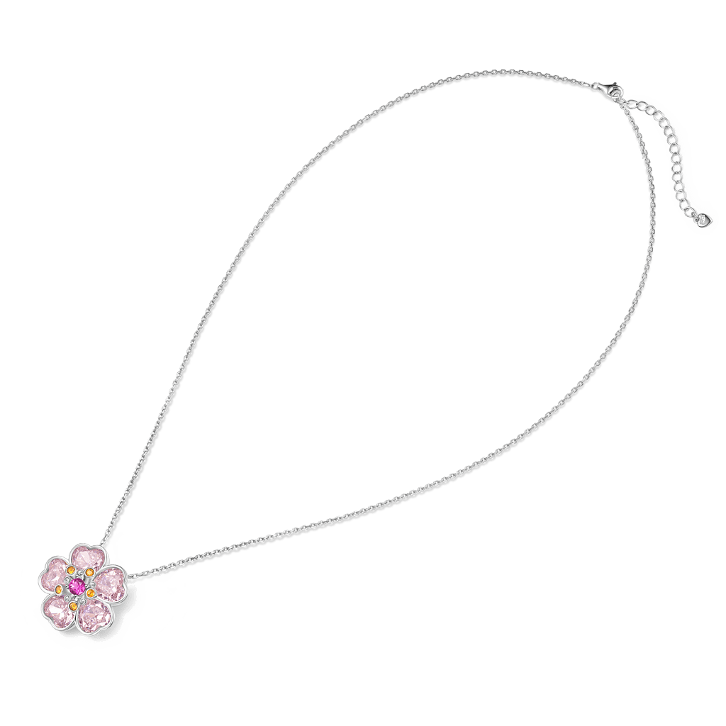 Gnoce Sparkling Cherry Blossoms Heart Cut Pendant Necklace_4