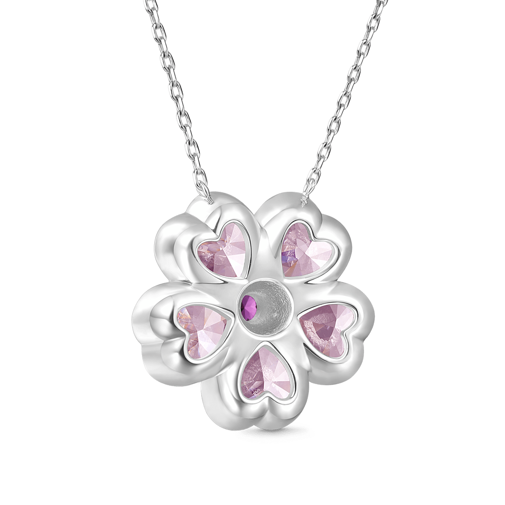 Gnoce Sparkling Cherry Blossoms Heart Cut Pendant Necklace_2