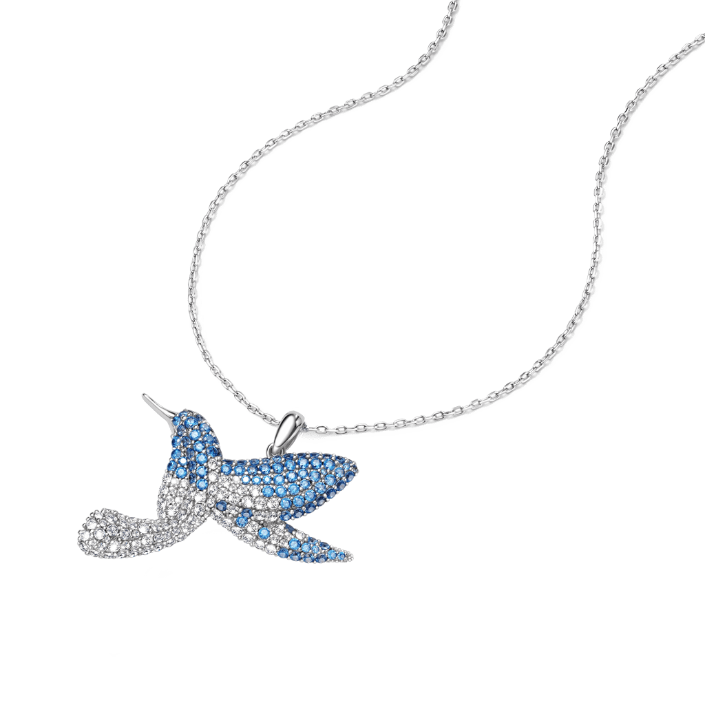 Gnoce Sparkling Hummingbird Pavé Pendant Necklace_2